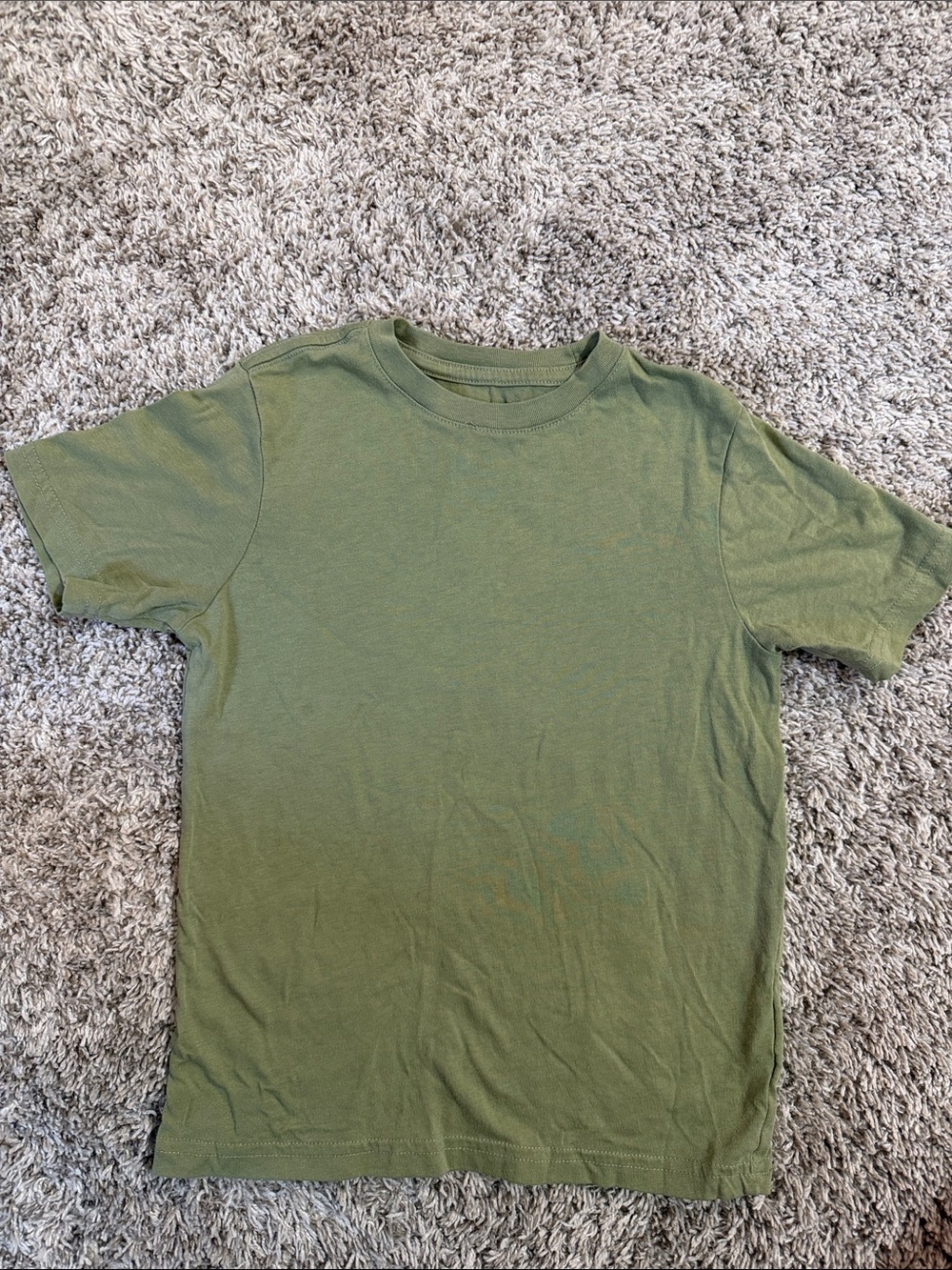 Kids Crew Neck T-Shirt - Olive Green size 6-7